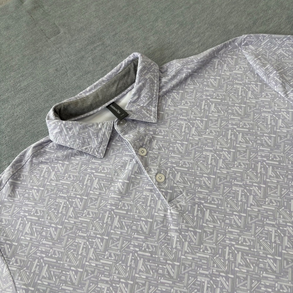 AndersonOrd Boards Polo Mens Large Lavender Geometric Performance Golf Shirt NWT